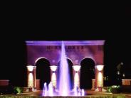 McKendree Brick Arched Entrance Fountain w/ Purple Lighting