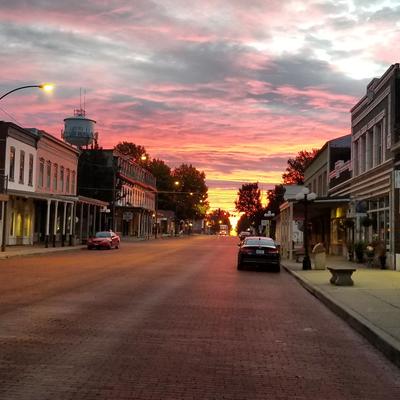 Sunrise on the "Brick Street" W St. Louis St.